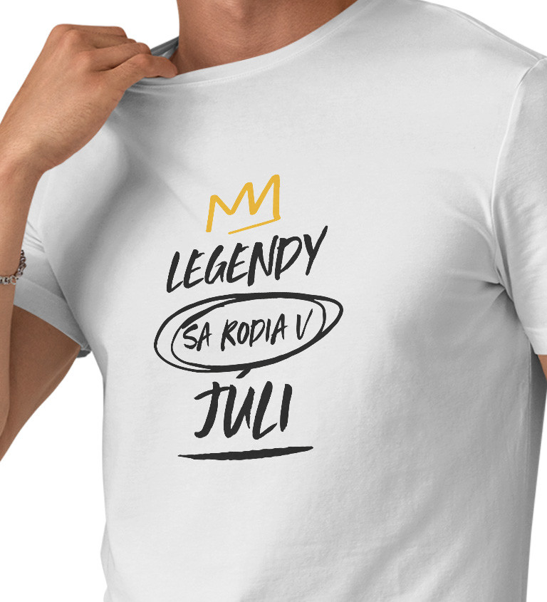 Pánske tričko biele - Legendy sa rodia v júli