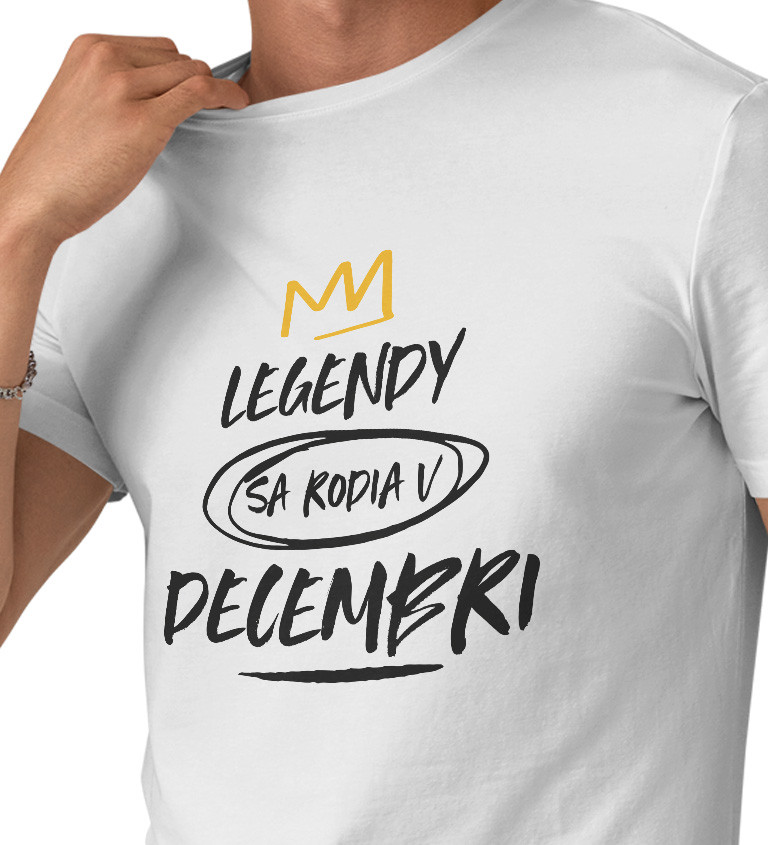 Pánske tričko biele - Legendy sa rodia v decembri