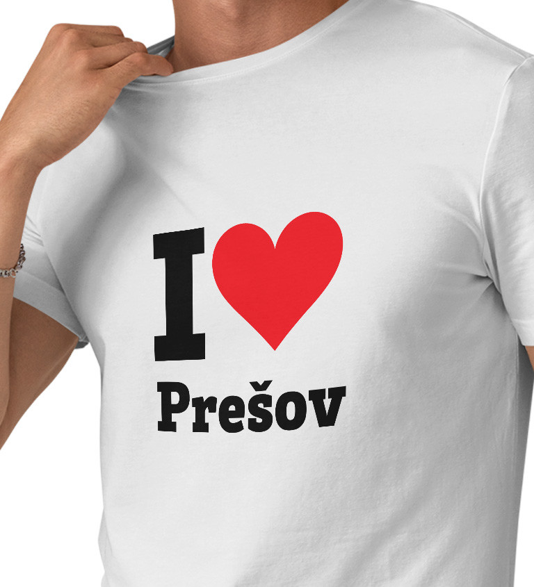 Pánske tričko biele - I love Prešov