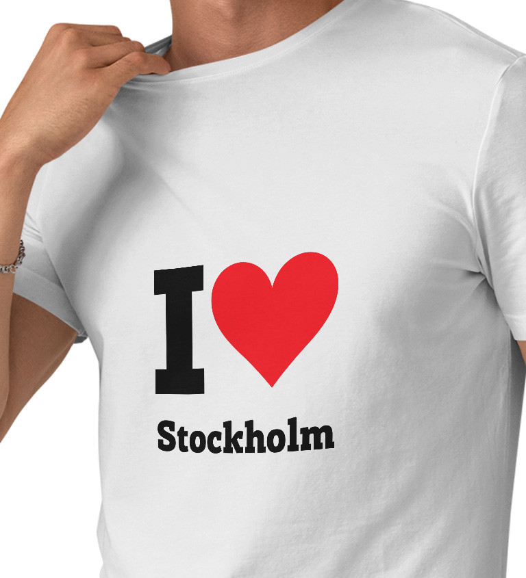 Pánske tričko biele - I love Stockholm