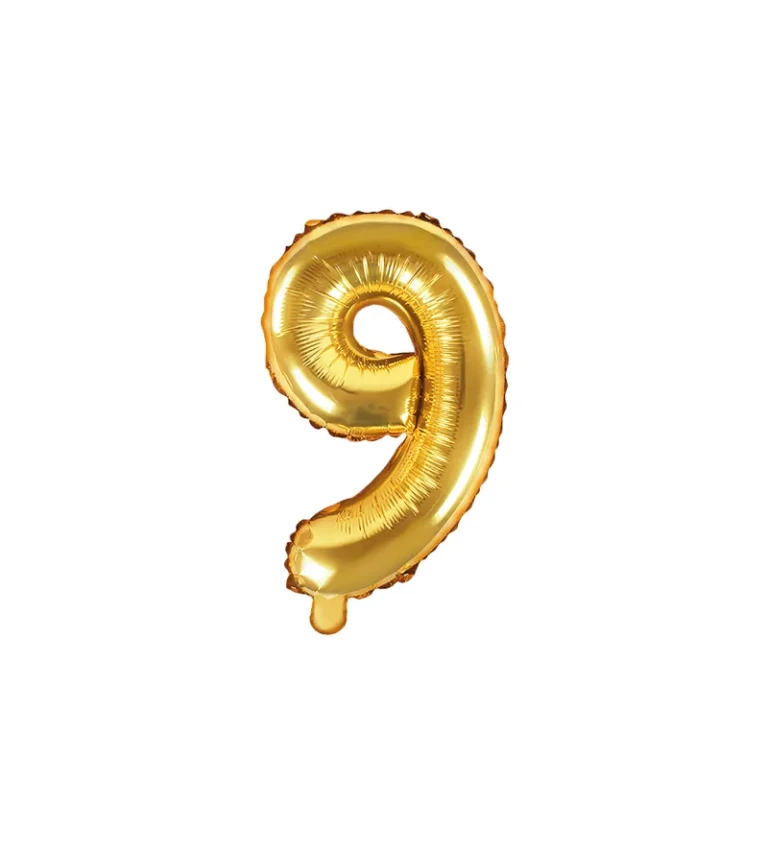 Fóliový Balón "9" - zlatá 35cm