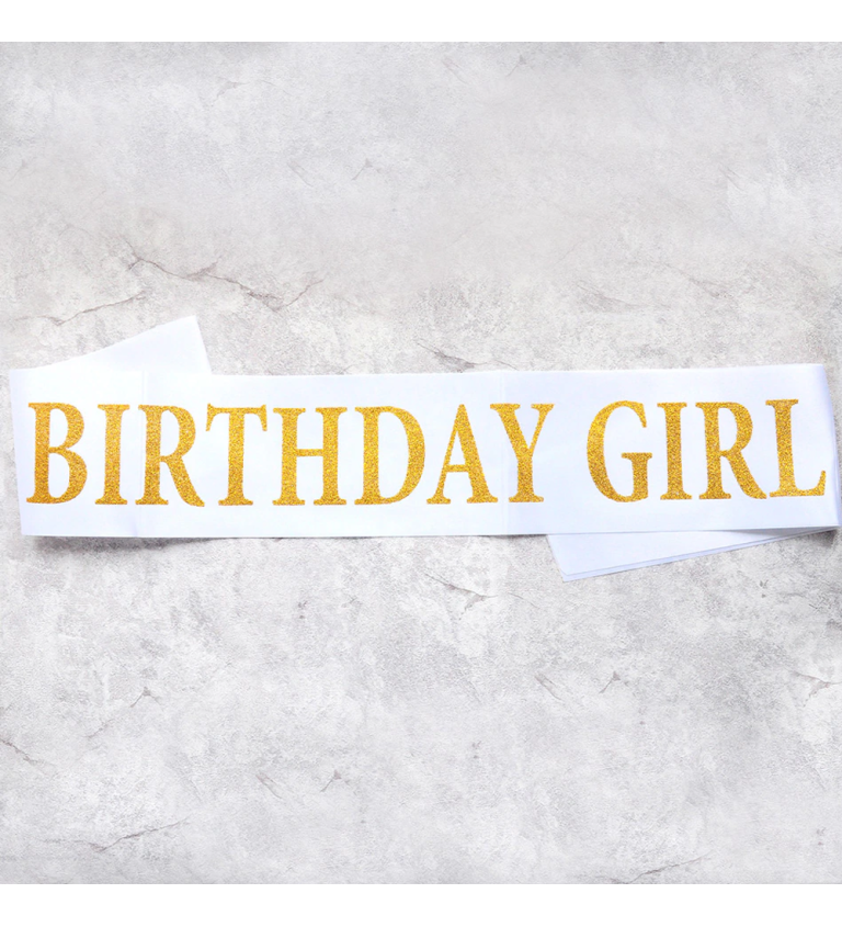 Šerpa biela "Birthday Girl"
