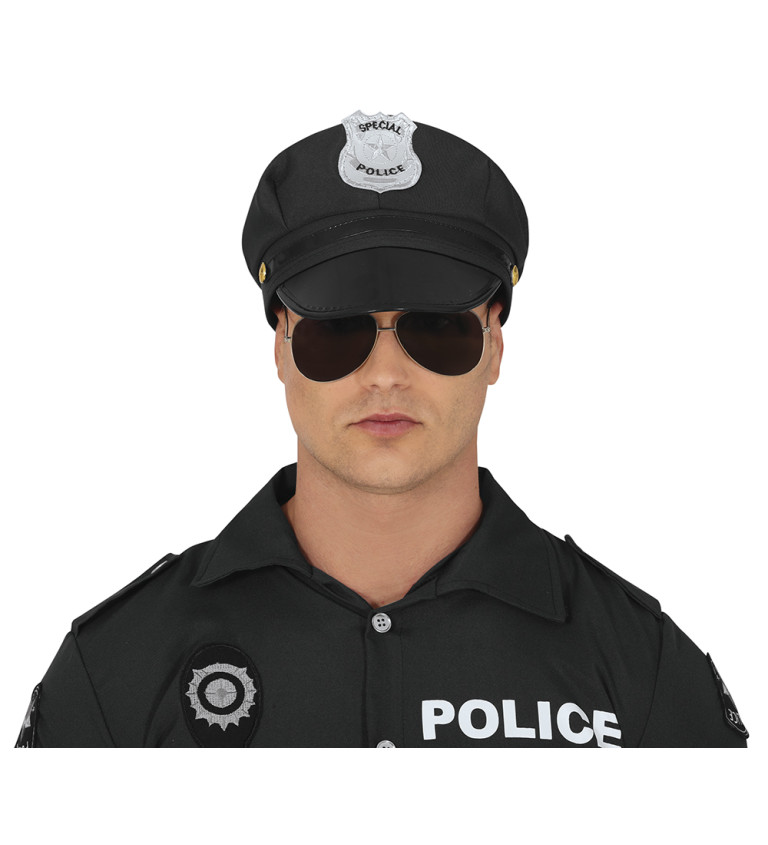 Policajný klobúk, čierny