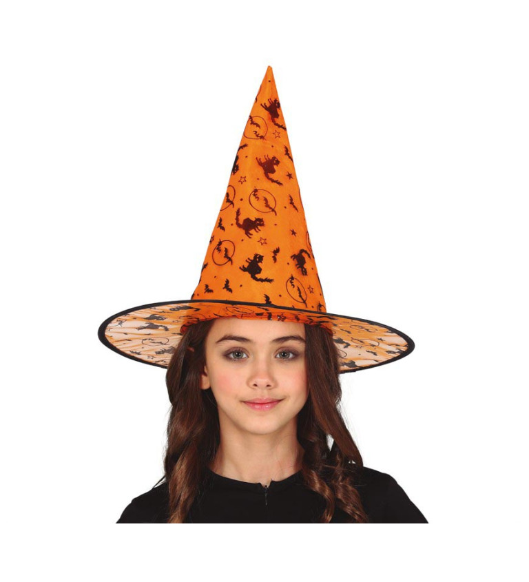 Detský oranžový čarodejnícky klobúk