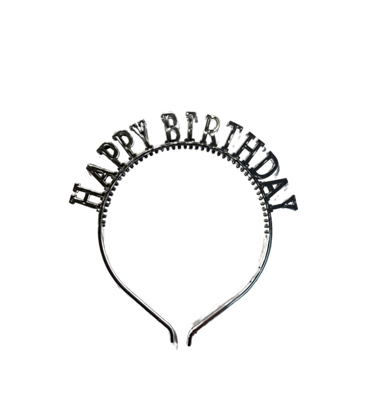 Narodeninová čelenka strieborná, Happy birthday