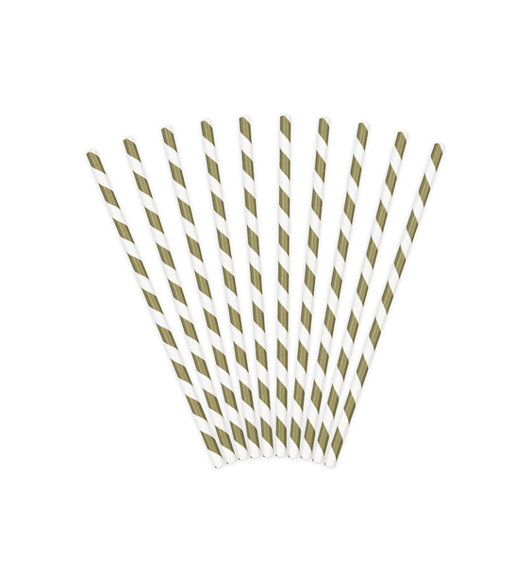 Slamky papierové so zlatými prúžkami - matné
