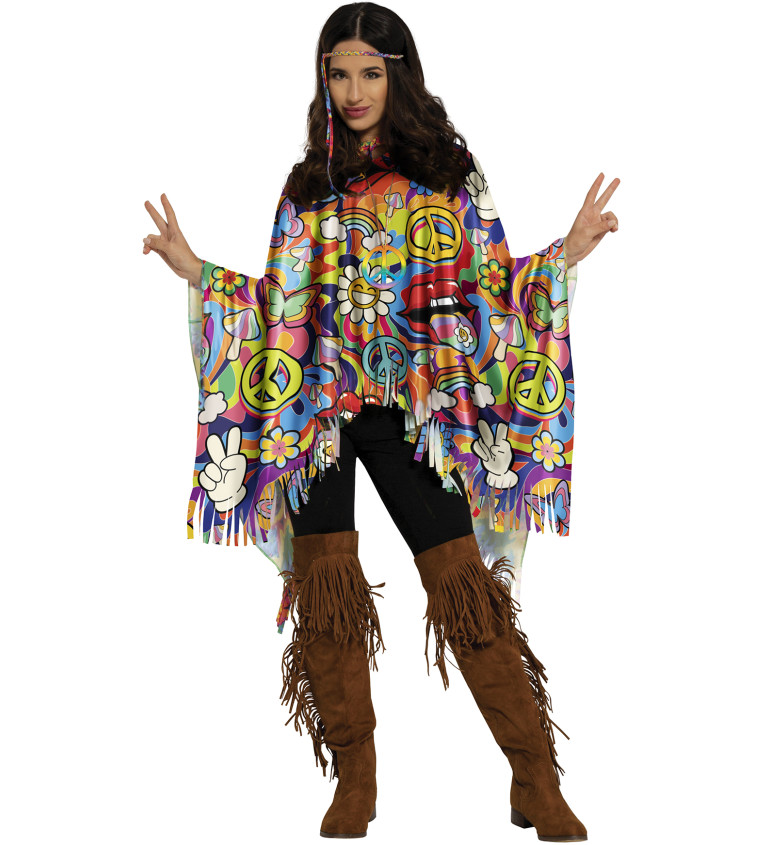 Pončo Hippie farebné