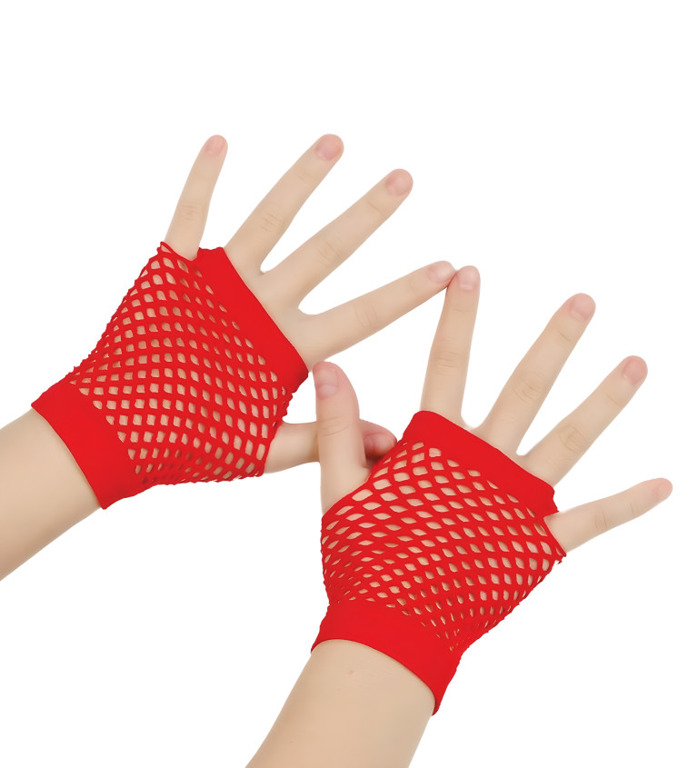 Krátke sieťované rukavice – červené