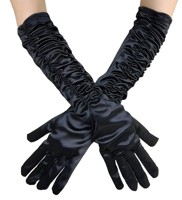 Dlhé nariasené rukavice – čierne